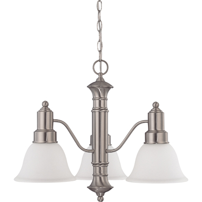 Nuvo Lighting 60/3243  Gotham - 3 Light 23" Chandelier with Frosted White Glass in Brushed Nickel Finish